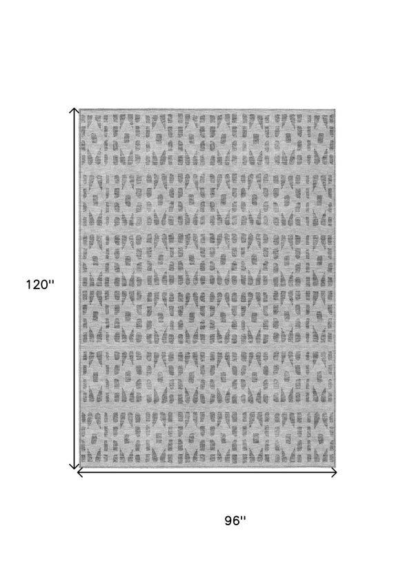 HomeRoots 5' Gray and Ivory Geometric Area Rug - Durable, Washable, Stylish Accent for Indoor or Outdoor Use 8' X 10' 613774