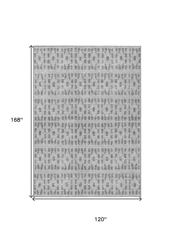 HomeRoots 5' Gray and Ivory Geometric Area Rug - Durable, Washable, Stylish Accent for Indoor or Outdoor Use 10' X 14' 613776