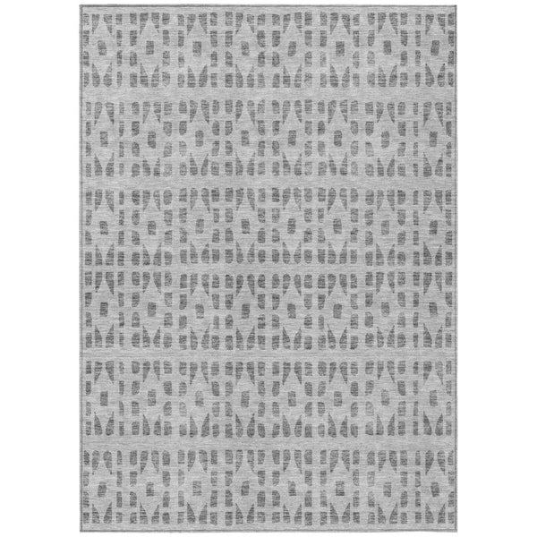 HomeRoots 5' Gray and Ivory Geometric Area Rug - Durable, Washable, Stylish Accent for Indoor or Outdoor Use 10' X 14' 613776