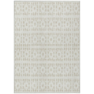 HomeRoots 5' Elegant Ivory and Beige Geometric Area Rug - Machine Washable, Indoor/Outdoor Durability 5' X 8' 613778