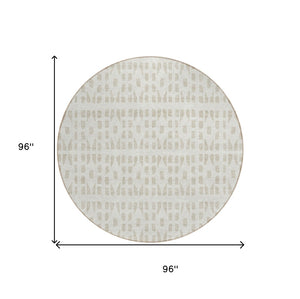 HomeRoots 5' Elegant Ivory and Beige Geometric Area Rug - Machine Washable, Indoor/Outdoor Durability 8' Round 613779