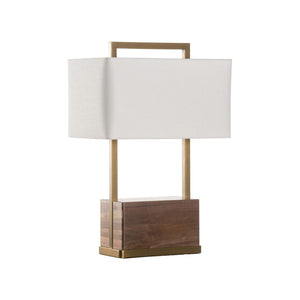 Wildwood Hayes Walnut Table Lamp With Antique Brass & Linen Shade, Dual Pull-Chain Lighting For Task/Ambient 61378