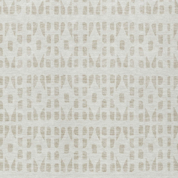 HomeRoots 5' Elegant Ivory and Beige Geometric Area Rug - Machine Washable, Indoor/Outdoor Durability 9' X 12' 613781
