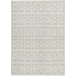HomeRoots 5' Elegant Ivory and Beige Geometric Area Rug - Machine Washable, Indoor/Outdoor Durability 10' X 14' 613782