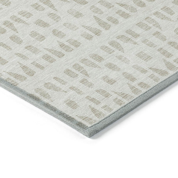 HomeRoots 5' Elegant Ivory and Beige Geometric Area Rug - Machine Washable, Indoor/Outdoor Durability 10' X 14' 613782