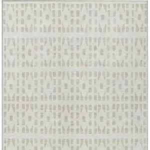 HomeRoots 5' Elegant Ivory and Beige Geometric Area Rug - Machine Washable, Indoor/Outdoor Durability 10' X 14' 613782