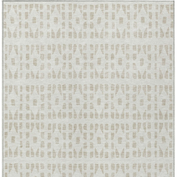 HomeRoots 5' Elegant Ivory and Beige Geometric Area Rug - Machine Washable, Indoor/Outdoor Durability 10' X 14' 613782