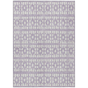 HomeRoots 5' Modern Lavender and Ivory Geometric Area Rug – Durable, Washable Indoor/Outdoor Design for Any Space 5' X 8' 613784