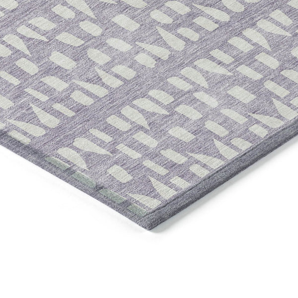 HomeRoots 5' Modern Lavender and Ivory Geometric Area Rug – Durable, Washable Indoor/Outdoor Design for Any Space 8' X 10' 613786