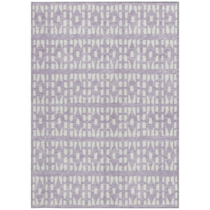 HomeRoots 5' Modern Lavender and Ivory Geometric Area Rug – Durable, Washable Indoor/Outdoor Design for Any Space 8' X 10' 613786