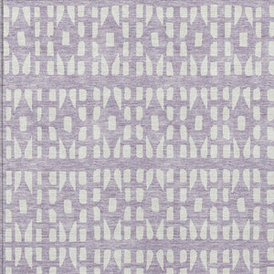 HomeRoots 5' Modern Lavender and Ivory Geometric Area Rug – Durable, Washable Indoor/Outdoor Design for Any Space 9' X 12' 613787