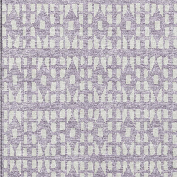 HomeRoots 5' Modern Lavender and Ivory Geometric Area Rug – Durable, Washable Indoor/Outdoor Design for Any Space 9' X 12' 613787