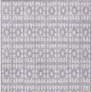 HomeRoots 5' Modern Lavender and Ivory Geometric Area Rug – Durable, Washable Indoor/Outdoor Design for Any Space 10' X 14' 613788