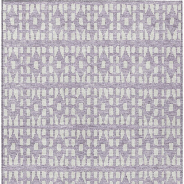 HomeRoots 5' Modern Lavender and Ivory Geometric Area Rug – Durable, Washable Indoor/Outdoor Design for Any Space 10' X 14' 613788