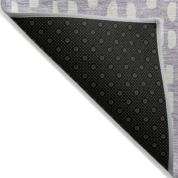 HomeRoots 5' Modern Lavender and Ivory Geometric Area Rug – Durable, Washable Indoor/Outdoor Design for Any Space 10' X 14' 613788