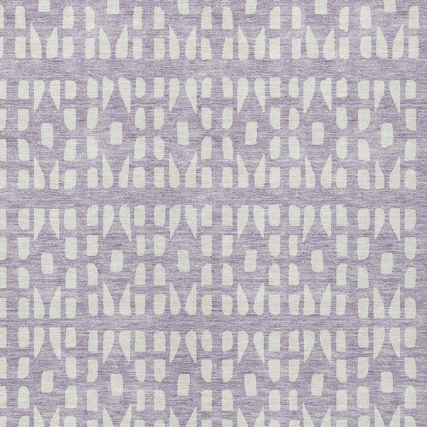 HomeRoots 5' Modern Lavender and Ivory Geometric Area Rug – Durable, Washable Indoor/Outdoor Design for Any Space 10' X 14' 613788