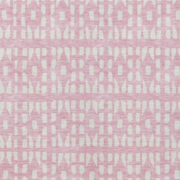 HomeRoots 5' Modern Pink and Ivory Geometric Washable Area Rug for Indoor and Outdoor Spaces, Stain-Resistant 5' X 8' 613796