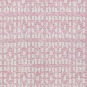 HomeRoots 5' Modern Pink and Ivory Geometric Washable Area Rug for Indoor and Outdoor Spaces, Stain-Resistant 8' X 10' 613798