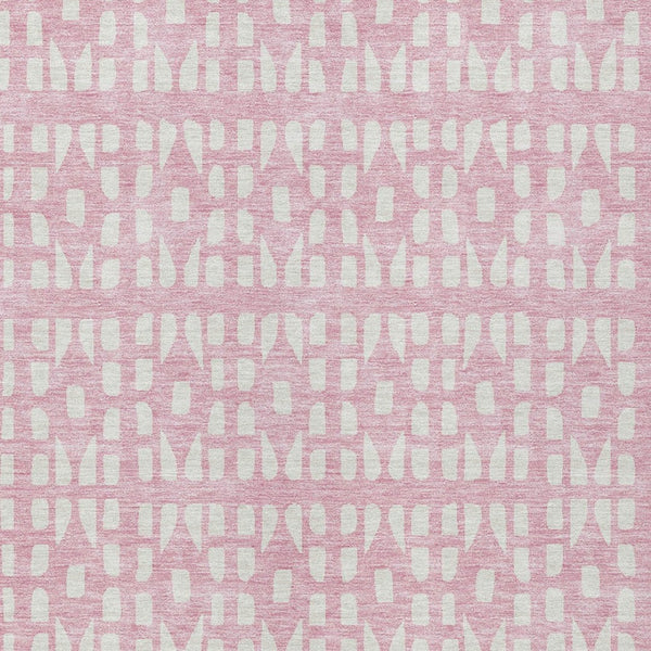 HomeRoots 5' Modern Pink and Ivory Geometric Washable Area Rug for Indoor and Outdoor Spaces, Stain-Resistant 8' X 10' 613798