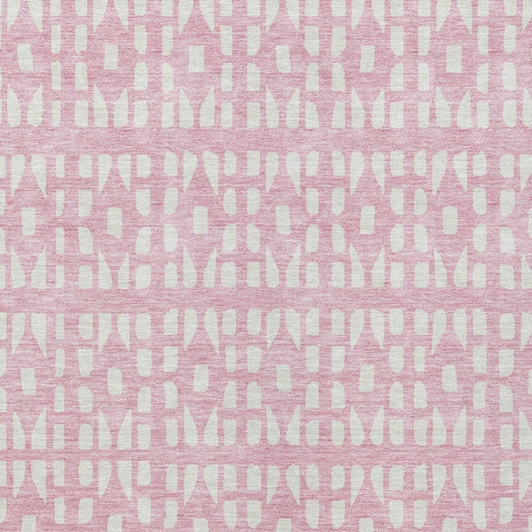 HomeRoots 5' Modern Pink and Ivory Geometric Washable Area Rug for Indoor and Outdoor Spaces, Stain-Resistant 9' X 12' 613799