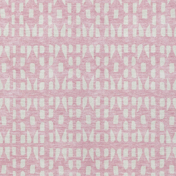 HomeRoots 5' Modern Pink and Ivory Geometric Washable Area Rug for Indoor and Outdoor Spaces, Stain-Resistant 10' X 14' 613800