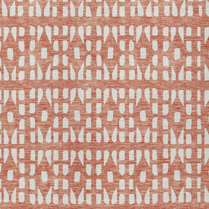 HomeRoots 5' Salmon and Ivory Geometric Area Rug - Stylish, Durable, Machine Washable for Indoor & Outdoor Use 5' X 8' 613802