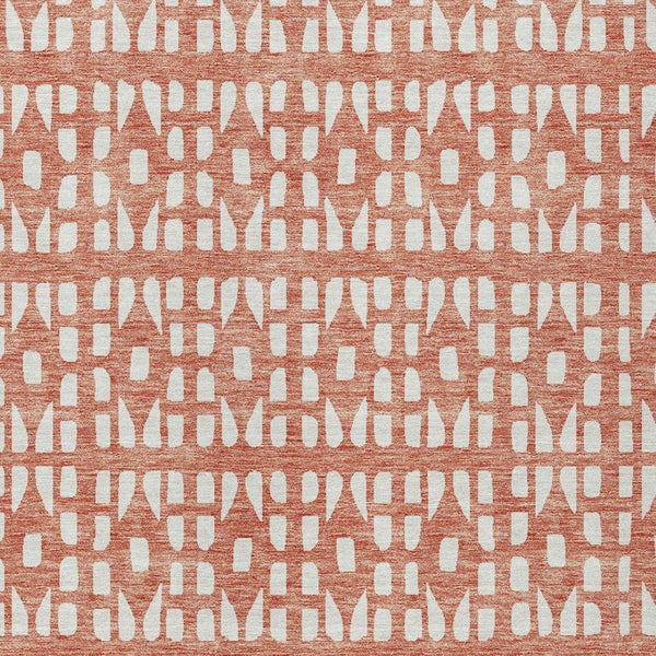 HomeRoots 5' Salmon and Ivory Geometric Area Rug - Stylish, Durable, Machine Washable for Indoor & Outdoor Use 5' X 8' 613802