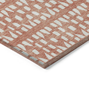HomeRoots 5' Salmon and Ivory Geometric Area Rug - Stylish, Durable, Machine Washable for Indoor & Outdoor Use 8' X 10' 613804