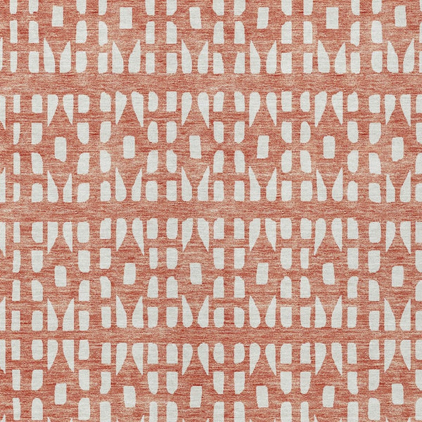 HomeRoots 5' Salmon and Ivory Geometric Area Rug - Stylish, Durable, Machine Washable for Indoor & Outdoor Use 8' X 10' 613804