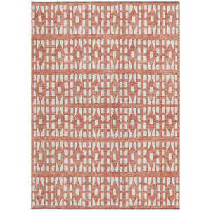 HomeRoots 5' Salmon and Ivory Geometric Area Rug - Stylish, Durable, Machine Washable for Indoor & Outdoor Use 9' X 12' 613805