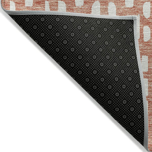 HomeRoots 5' Salmon and Ivory Geometric Area Rug - Stylish, Durable, Machine Washable for Indoor & Outdoor Use 9' X 12' 613805