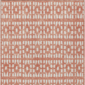 HomeRoots 5' Salmon and Ivory Geometric Area Rug - Stylish, Durable, Machine Washable for Indoor & Outdoor Use 9' X 12' 613805