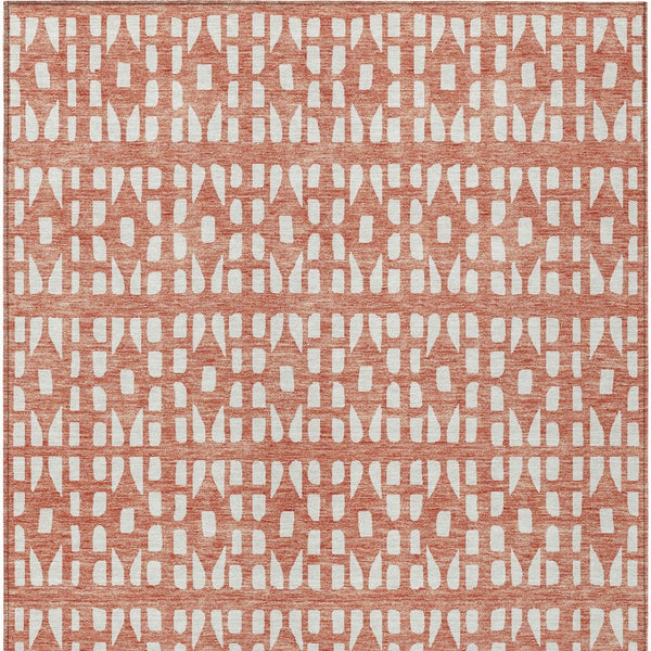 HomeRoots 5' Salmon and Ivory Geometric Area Rug - Stylish, Durable, Machine Washable for Indoor & Outdoor Use 10' X 14' 613806
