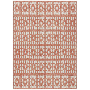 HomeRoots 5' Salmon and Ivory Geometric Area Rug - Stylish, Durable, Machine Washable for Indoor & Outdoor Use 10' X 14' 613806