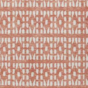 HomeRoots 5' Salmon and Ivory Geometric Area Rug - Stylish, Durable, Machine Washable for Indoor & Outdoor Use 10' X 14' 613806