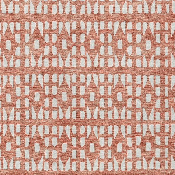 HomeRoots 5' Salmon and Ivory Geometric Area Rug - Stylish, Durable, Machine Washable for Indoor & Outdoor Use 10' X 14' 613806