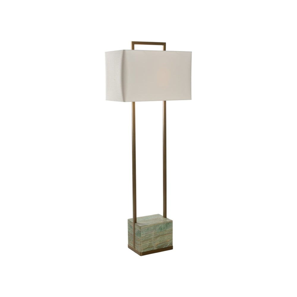 Wildwood Paris Floor Lamp — Italian Marble Base, Antique Brass, Linen Shade, Dual Lights With Pull Chains For Grand Rooms 61381