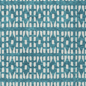 HomeRoots 5' Stylish Teal Blue and Ivory Geometric Washable Area Rug for Indoor or Outdoor Spaces 10' X 14' 613812
