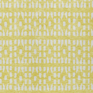 HomeRoots 5' Bright Yellow and Ivory Geometric Washable Area Rug for Indoor and Outdoor Spaces, Durable Design 5' X 8' 613814
