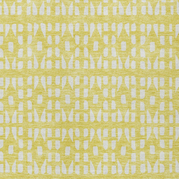 HomeRoots 5' Bright Yellow and Ivory Geometric Washable Area Rug for Indoor and Outdoor Spaces, Durable Design 5' X 8' 613814