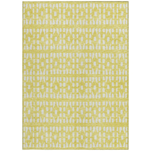 HomeRoots 9' Contemporary Yellow and Ivory Geometric Washable Area Rug for Indoor and Outdoor Spaces 613817