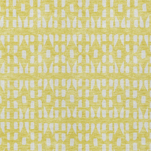 HomeRoots 9' Contemporary Yellow and Ivory Geometric Washable Area Rug for Indoor and Outdoor Spaces 613817