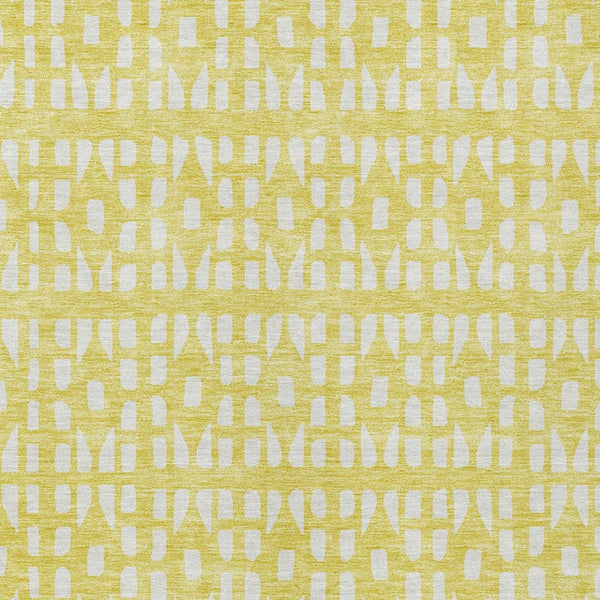 HomeRoots 9' Contemporary Yellow and Ivory Geometric Washable Area Rug for Indoor and Outdoor Spaces 613817
