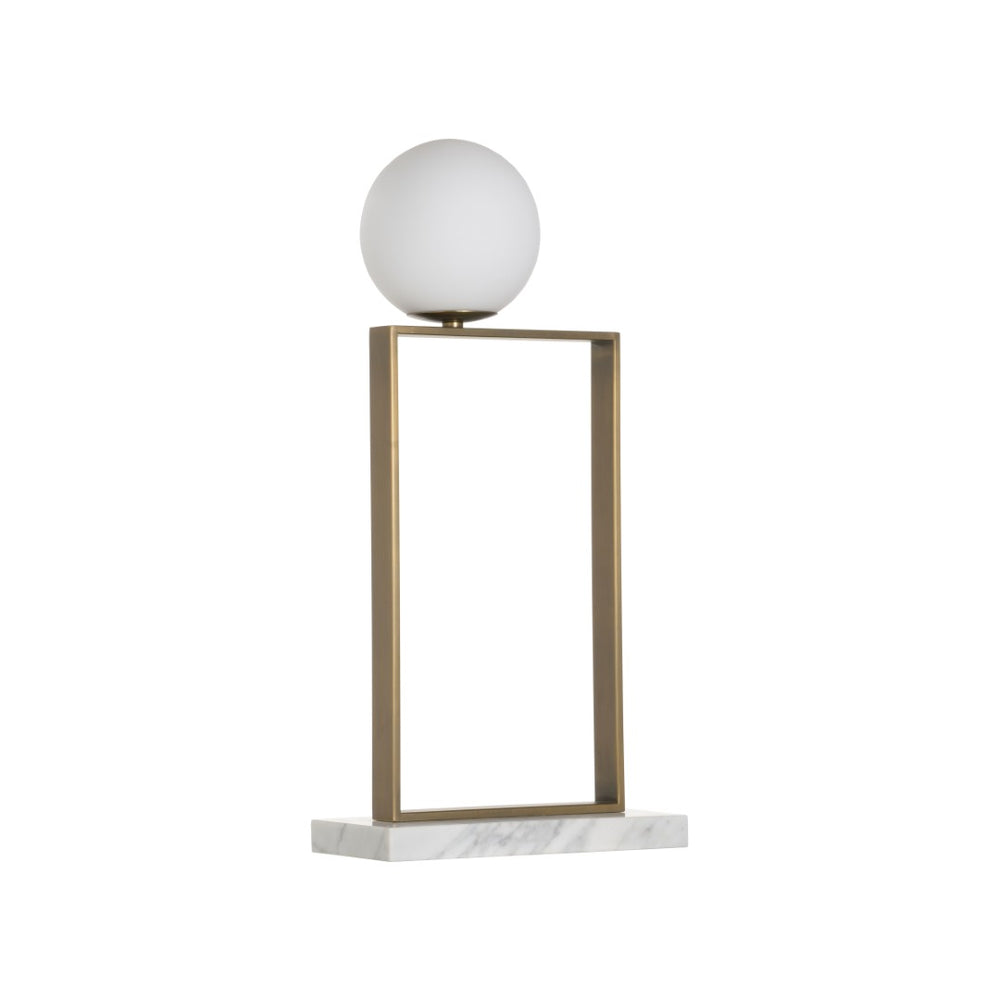 Wildwood Milano Marble Table Lamp With Antique Brass Finish And Milk Glass Globe — Sculptural Ambient Light 61382