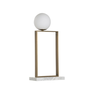 Wildwood Milano Marble Table Lamp With Antique Brass Finish And Milk Glass Globe — Sculptural Ambient Light 61382