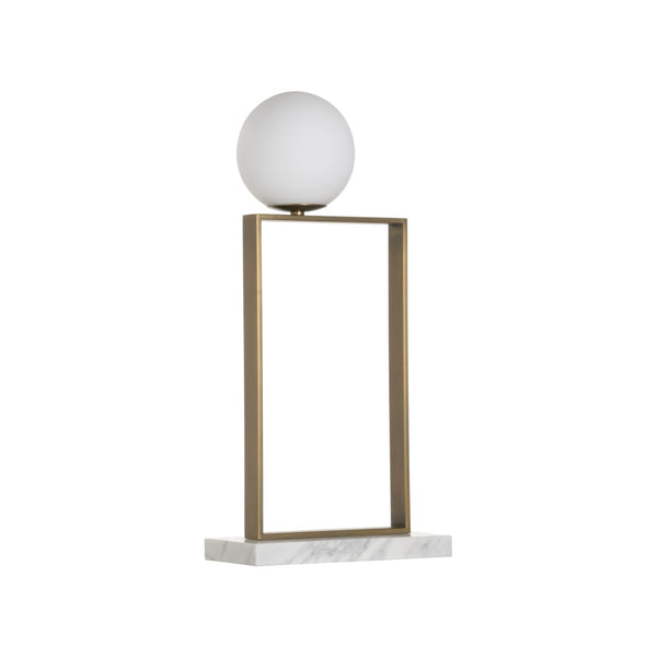 Wildwood Milano Marble Table Lamp With Antique Brass Finish And Milk Glass Globe — Sculptural Ambient Light 61382