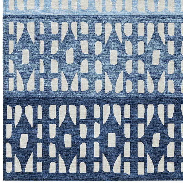 HomeRoots 5' Stylish Blue and Ivory Geometric Area Rug for Indoor/Outdoor Use - Easy Care, Durable Design 5' X 8' 613826