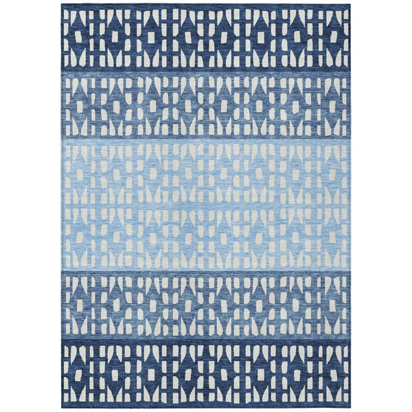 HomeRoots 5' Stylish Blue and Ivory Geometric Area Rug for Indoor/Outdoor Use - Easy Care, Durable Design 5' X 8' 613826