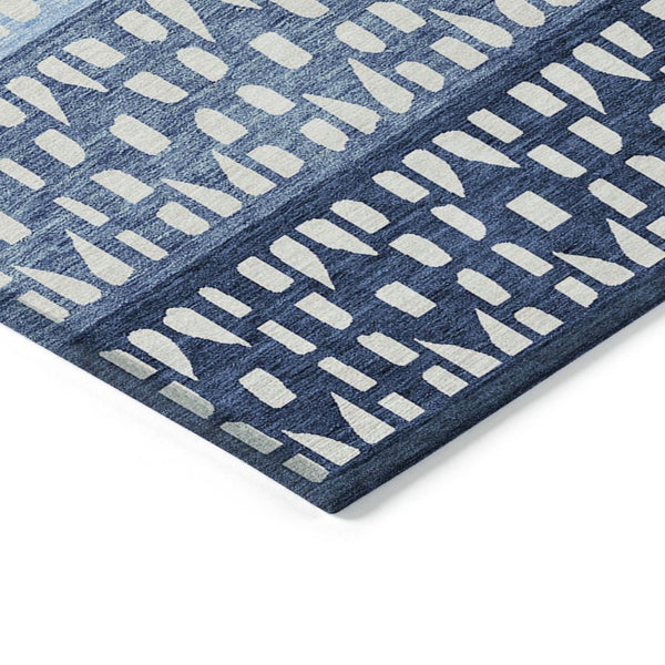 HomeRoots 5' Stylish Blue and Ivory Geometric Area Rug for Indoor/Outdoor Use - Easy Care, Durable Design 8' X 10' 613828