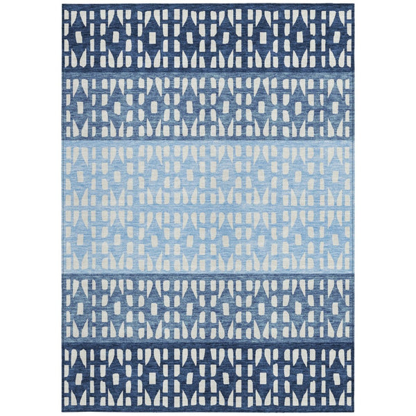 HomeRoots 5' Stylish Blue and Ivory Geometric Area Rug for Indoor/Outdoor Use - Easy Care, Durable Design 8' X 10' 613828